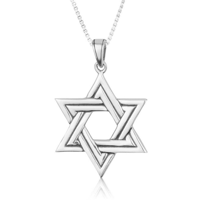 925 Silver Polished Dual Layer Woven Star of David