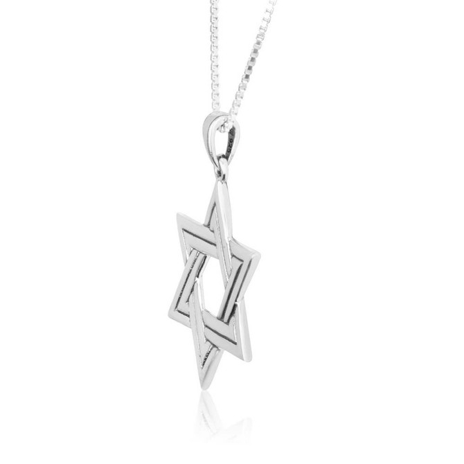 925 Silver Polished Dual Layer Woven Star of David
