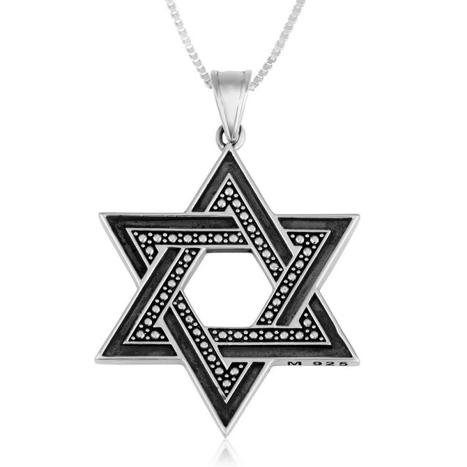 Silver Oxidized Pendant w/ interwoven Triangles Star of David