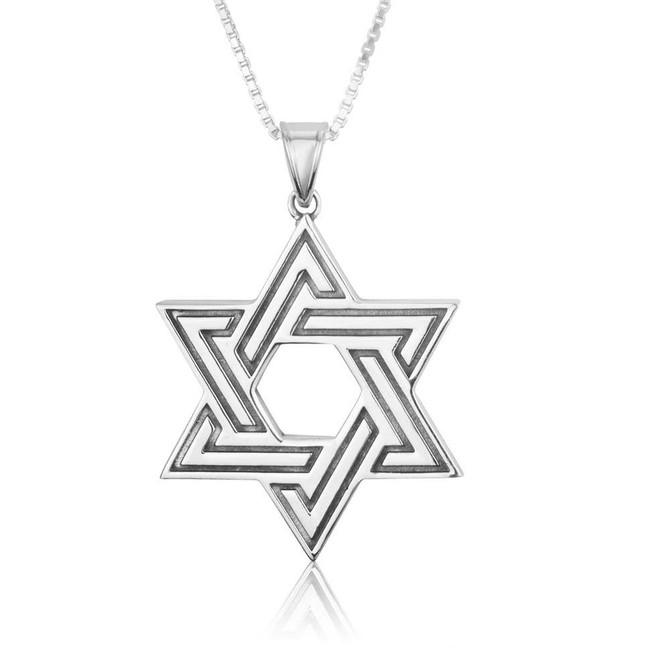 Silver Oxidized Pendant w/ interwoven Triangles Star of David