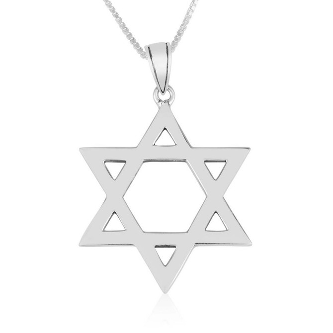 Sterling Silver Smooth Polished Pendant with Star of David