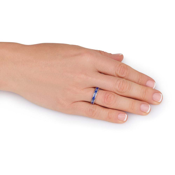 Ani Ledodi Silver Sterling Ring with Blue Enamel