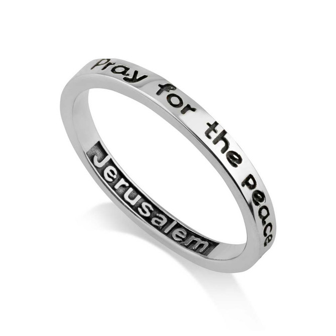 Pray Peace Inscribed Sterling Silver Silver Ring