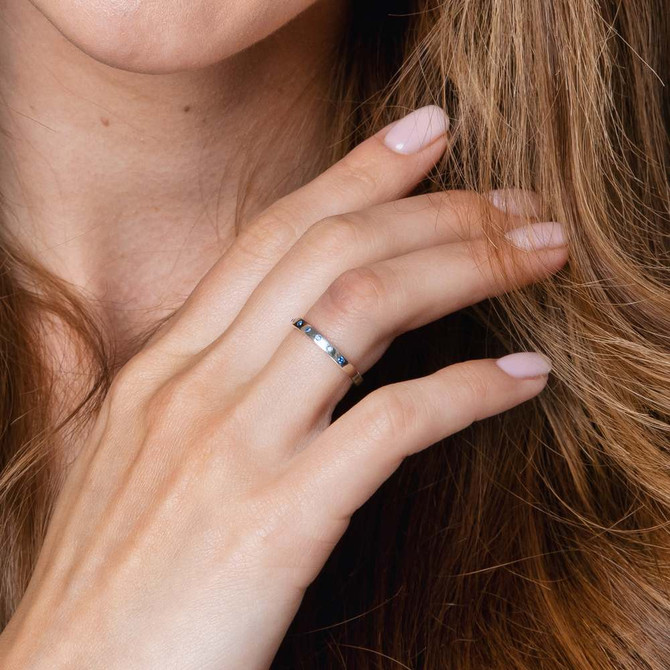Ani Ledodi Silver Wedding Ring with Blue Sapphire Stone