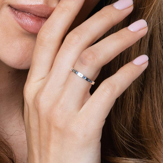 Ani Ledodi Silver Wedding Ring with Blue Sapphire Stone