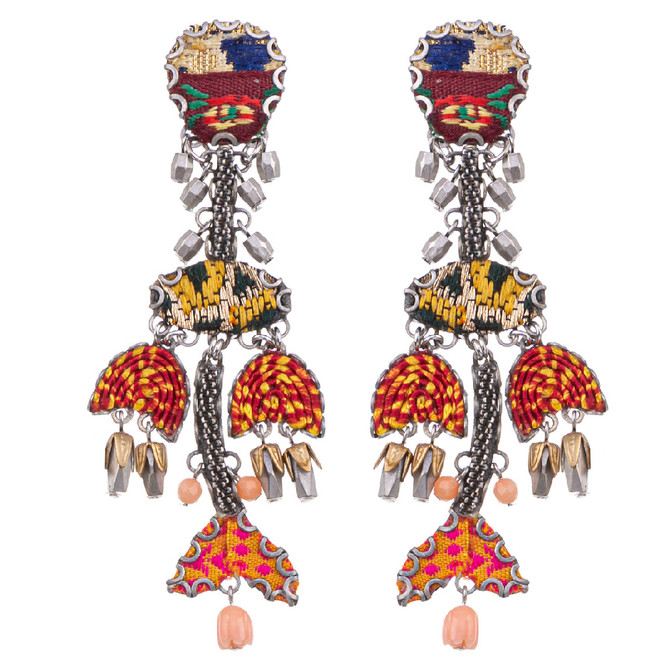 Ayala Bar Embroidered Dream Orange Sherbet Earrings