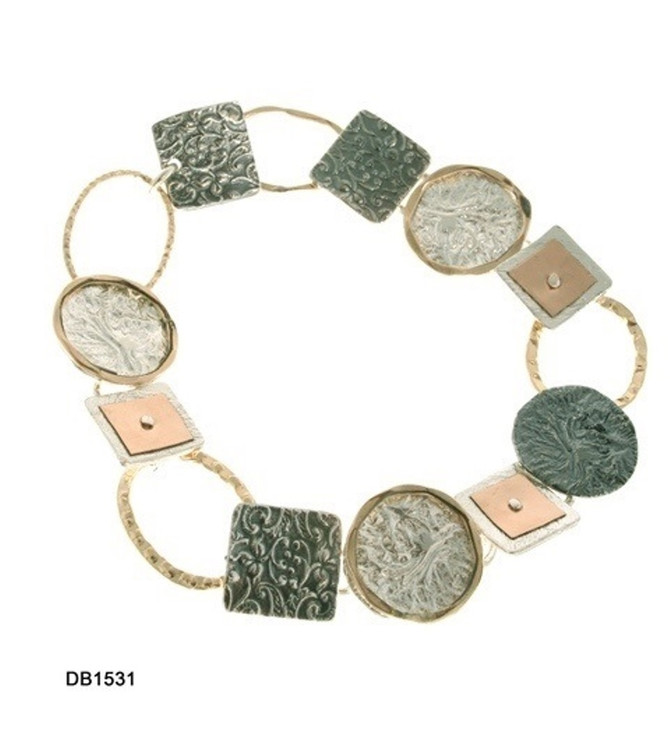 Dganit Hen Scratched Coins and Decorated Pieces Bracelet