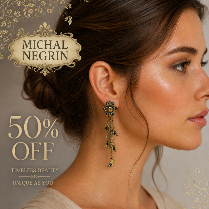 Michal Negrin Flower Drop Leaves Long Earrings