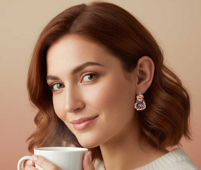 Ayala Bar Plum Wine Majestic Rosette Earrings