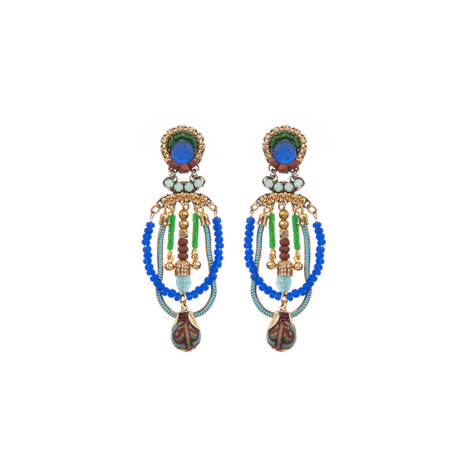 Spice Route Blue Turban Earrings