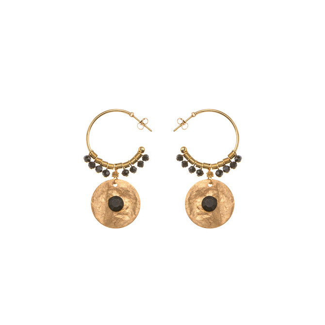 Midnight Lava Obsidian Hoop Earrings