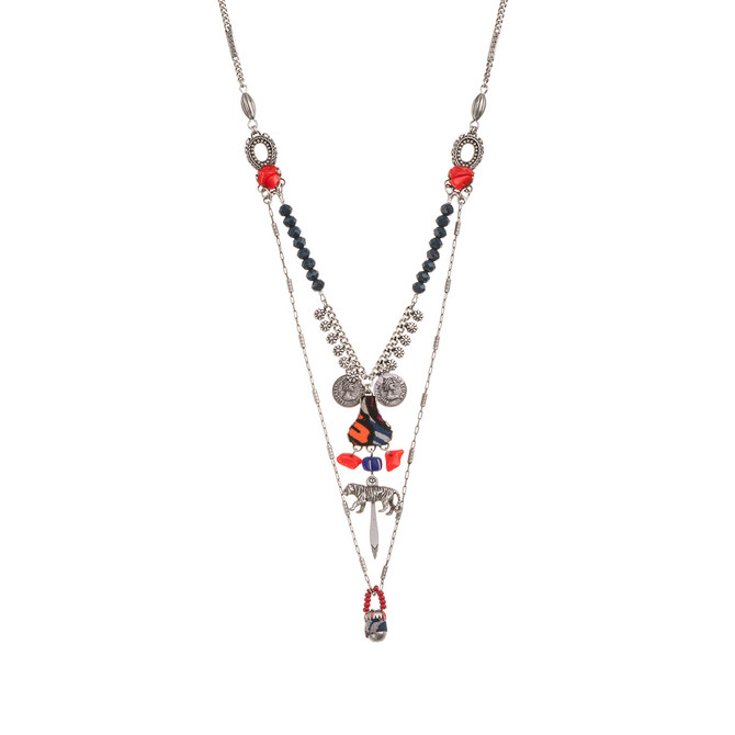 Silver Ritual Tigers at Twilight Necklace