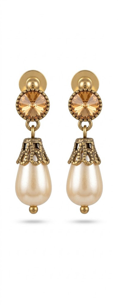 Michal Negrin RomanticTeardrop Pearl & Swarovski Crystal Earrings