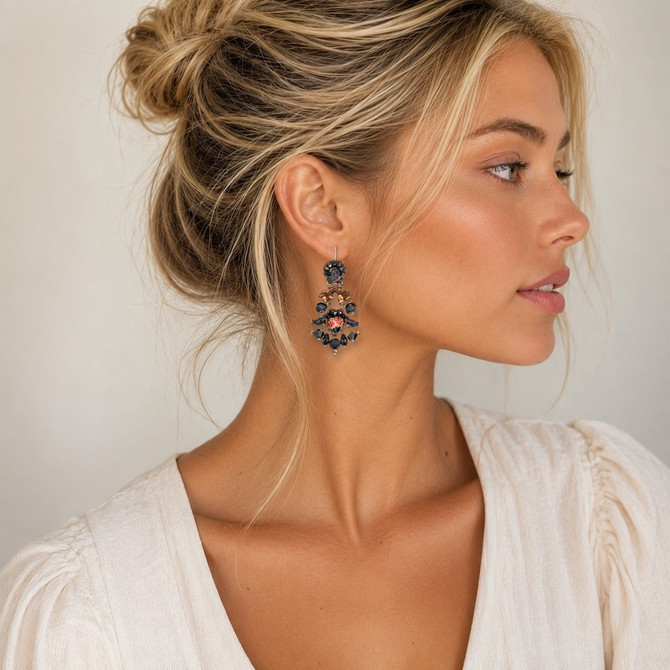 Ayala Bar Obsidian Night Volcanic Drama Earrings