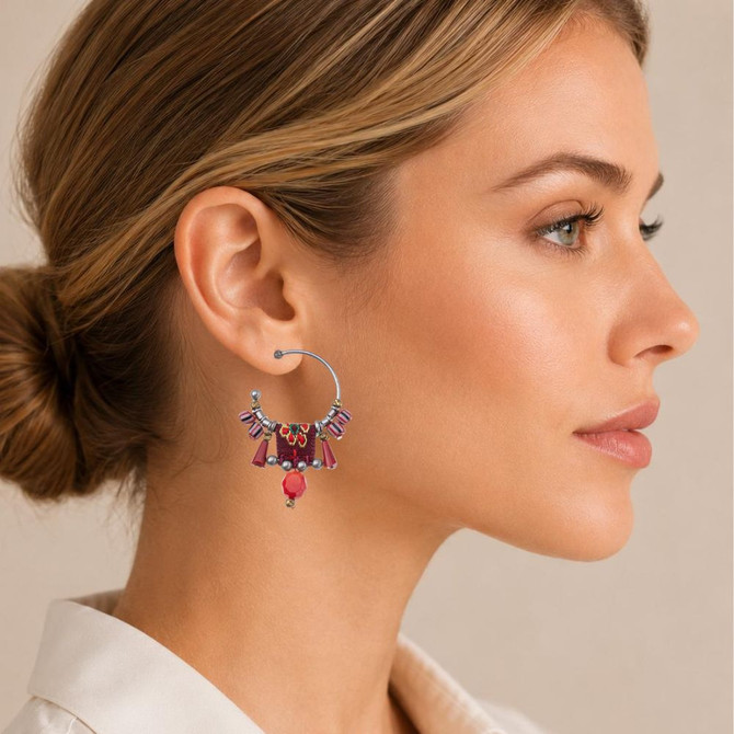 Ayala Bar Crimson Fire Ember Queen Hoop Earrings