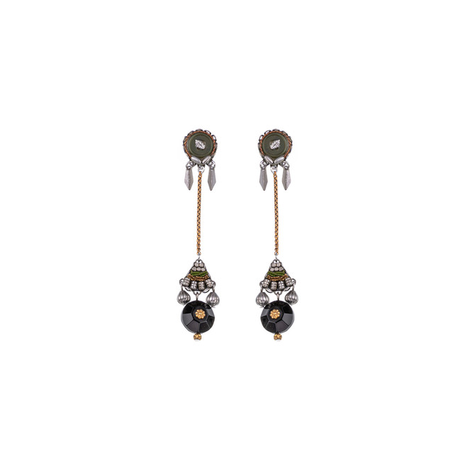 Ayala Bar Night Queen Moss and Moonstone Earrings