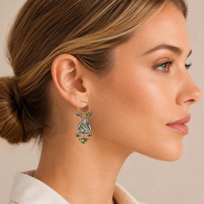 Ayala Bar Forest Reflection Green Canopy Hoop Earrings