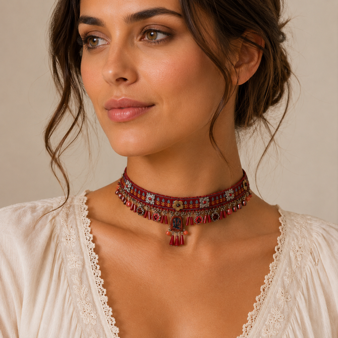 Ayala Bar Crimson Fire Red Tribe Choker