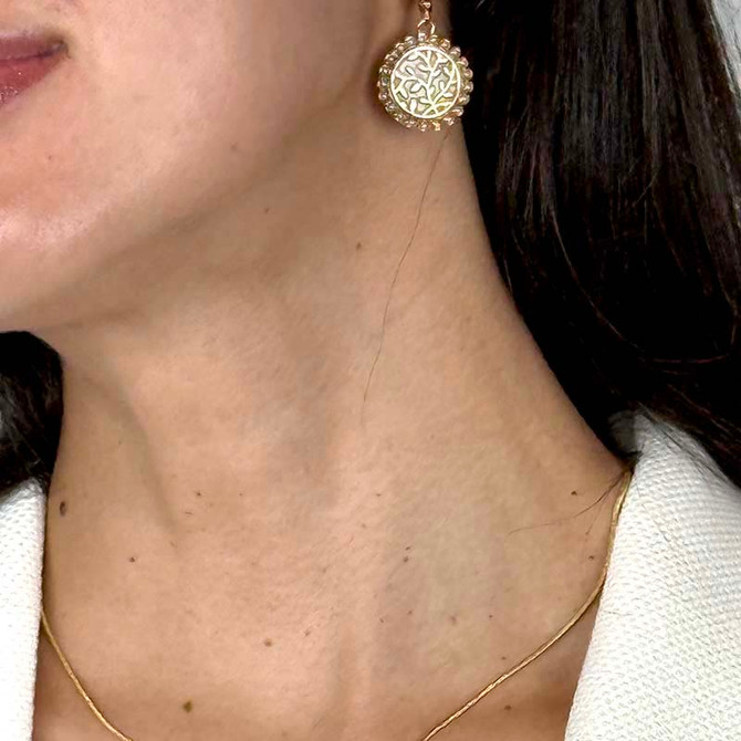 Michal Golan Luster & Light Pearl Branch Circle Earrings
