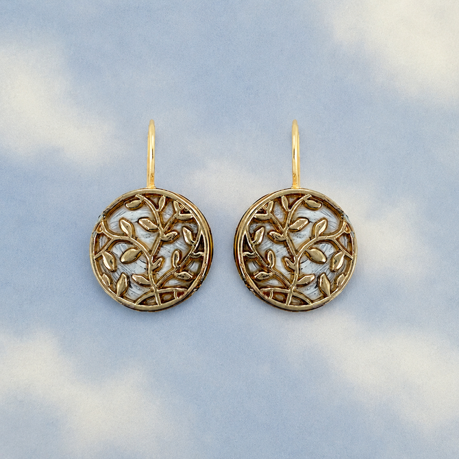 Michal Golan Luster & Light Pearl Tree Circle Earrings