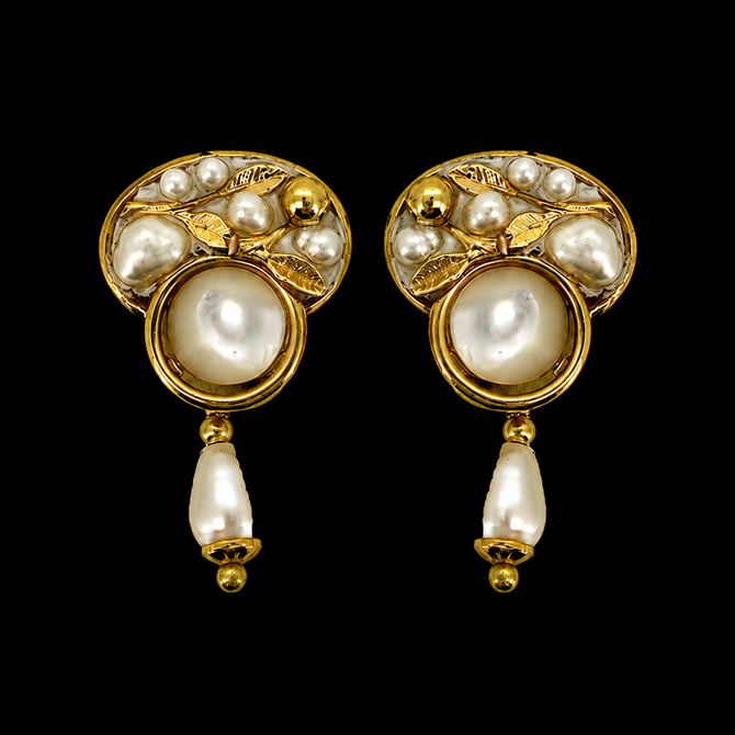 Michal Golan Luster & Light Pearl Oval Drop Earrings