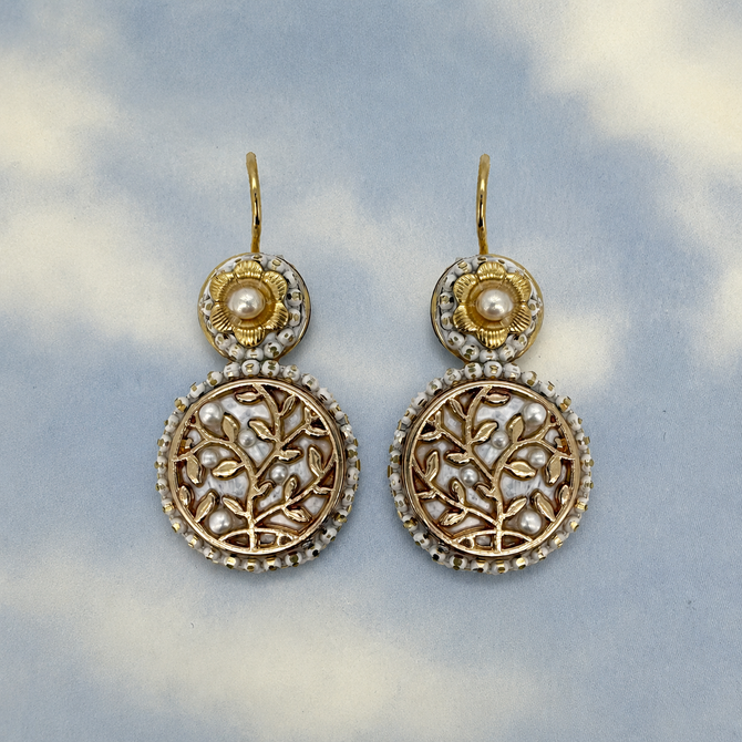 Michal Golan Luster & Light Pearl Double Circle Earrings