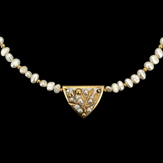 Michal Golan Luster & Light Pearl Triangle Necklace