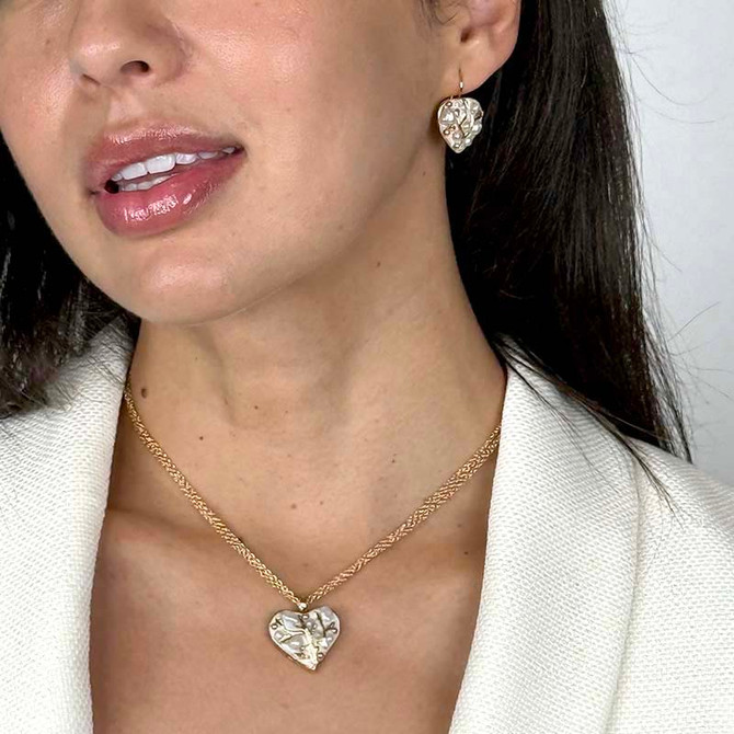 Michal Golan Luster & Light Pearl Medium Heart Necklace