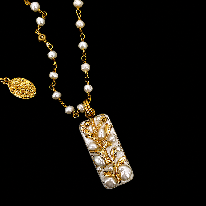 Michal Golan Luster & Light Pearl Rectangle Necklace