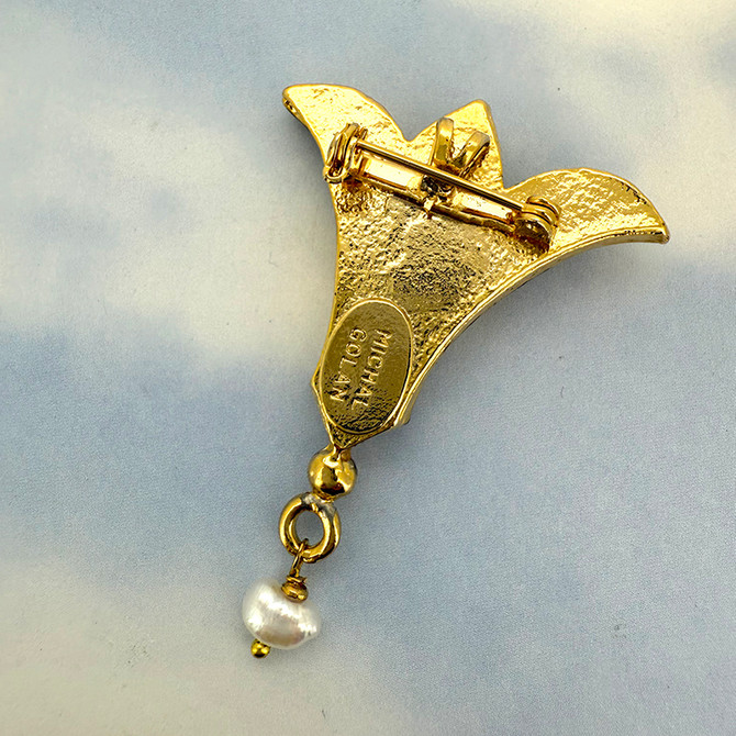 Michal Golan Luster & Light Pearl Fleur de Lis Brooch