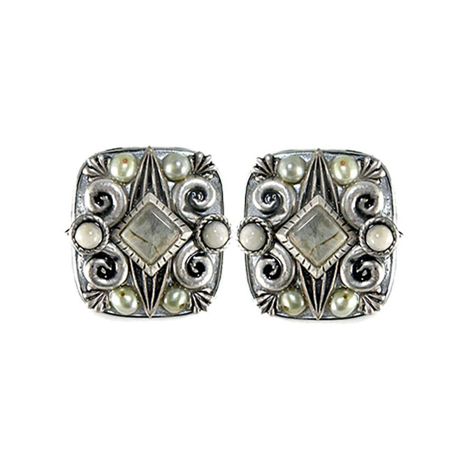 Michal Golan Moss Garden Riverstone Square Earrings