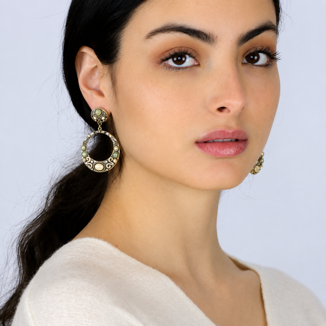 Michal Golan Moss Garden Riverstone Hoop Earrings