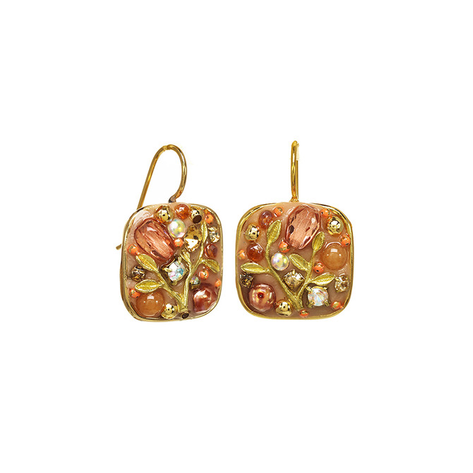 Michal Golan Peach Tree Pearl Square Earrings