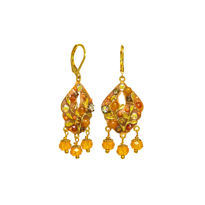 Michal Golan Peach Tree Pearl Chandelier Earrings