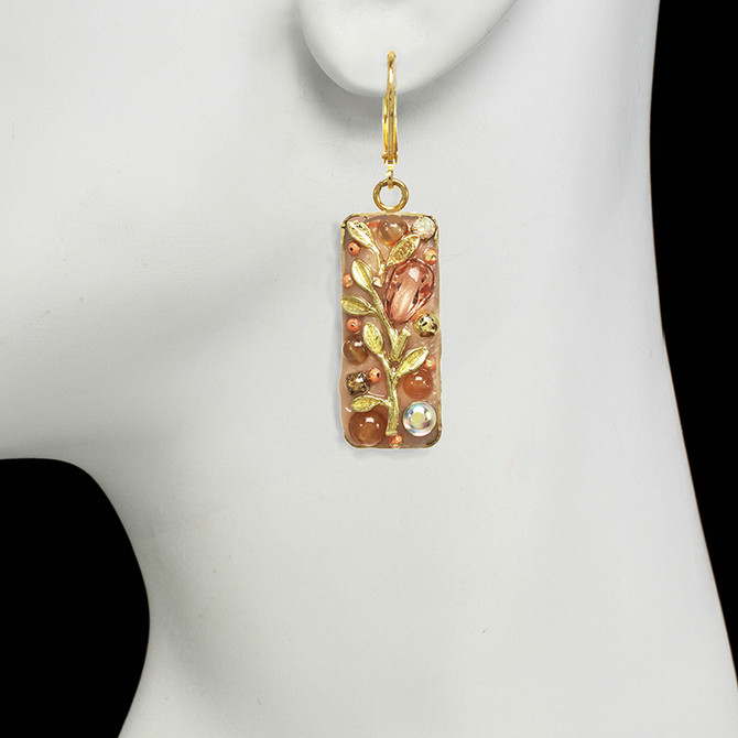 Michal Golan Peach Tree Pearl Bar Earrings