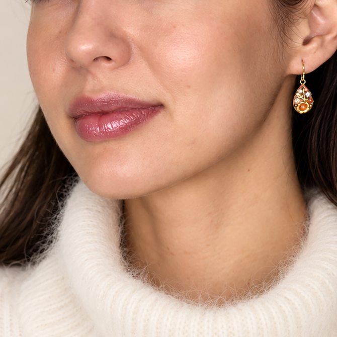 Michal Golan Peach Tree Pearl Droplet Earrings