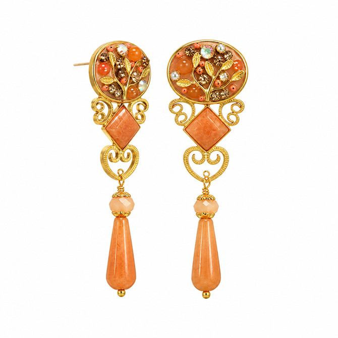 Michal Golan Peach Tree Pearl Statement Earrings