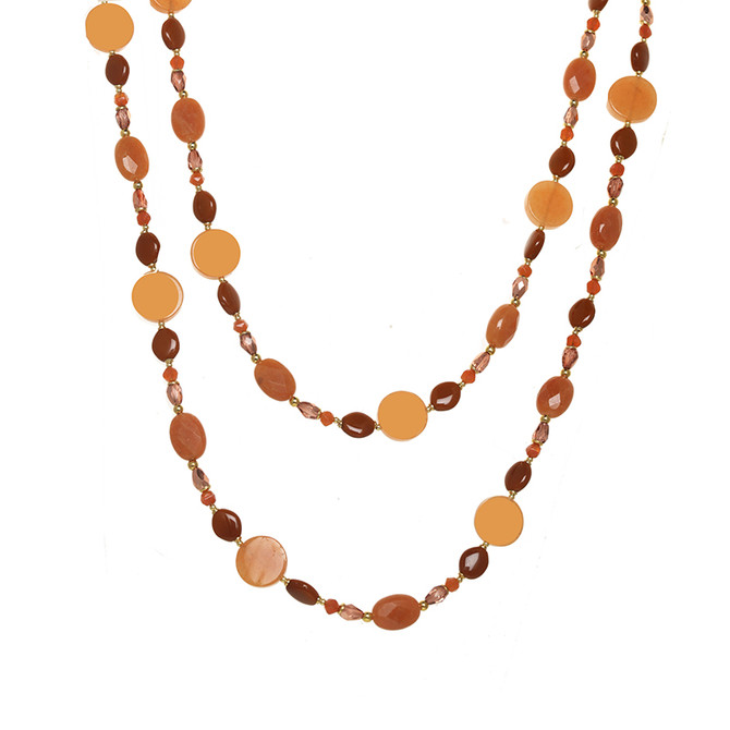 Michal Golan Peach Tree Pearl Long Beaded Necklace