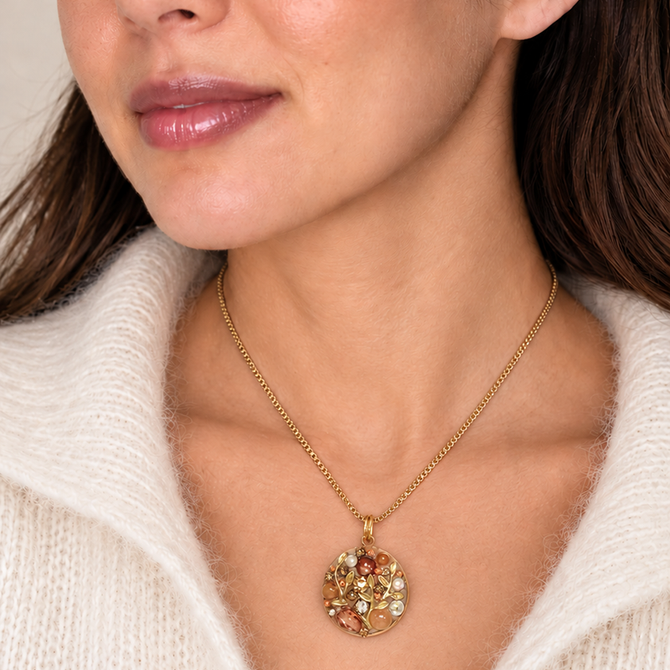 Michal Golan Peach Tree Pearl Small Circle Necklace I
