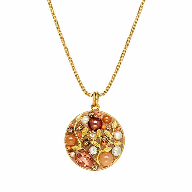 Michal Golan Peach Tree Pearl Small Circle Necklace I