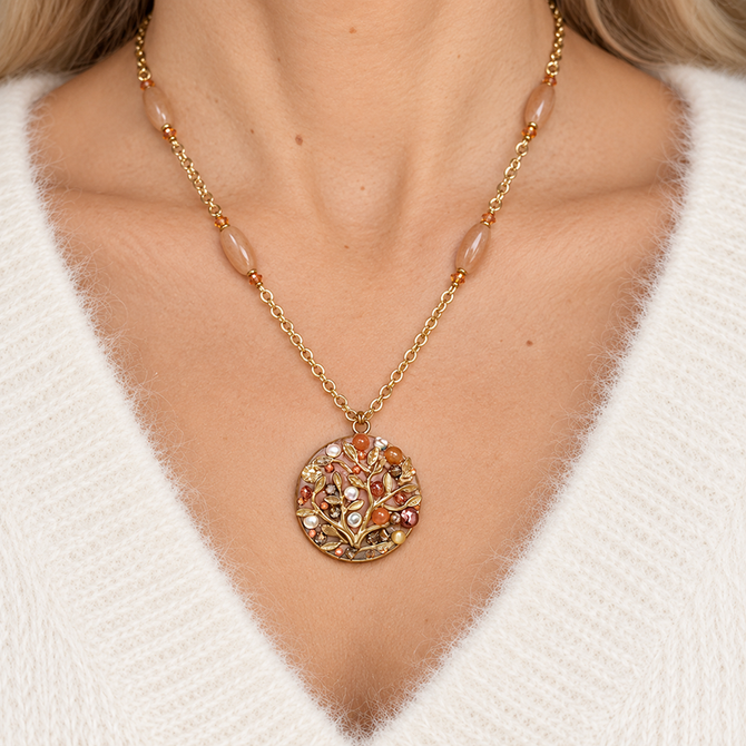 Michal Golan Peach Tree Pearl Medium Beaded Circle Necklace II