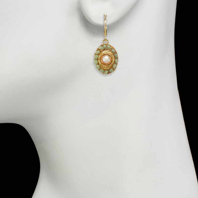 Michal Golan Byzantine Pearl Oval Earrings