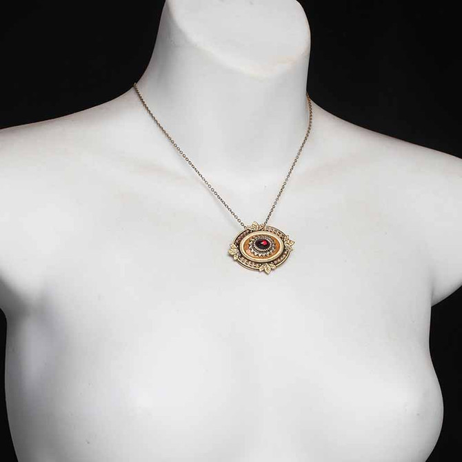 Michal Golan Byzantine Garnet Oval Convertible Pendant Necklace