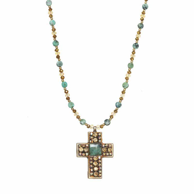 Michal Golan Byzantine Turquoise Cross Necklace I