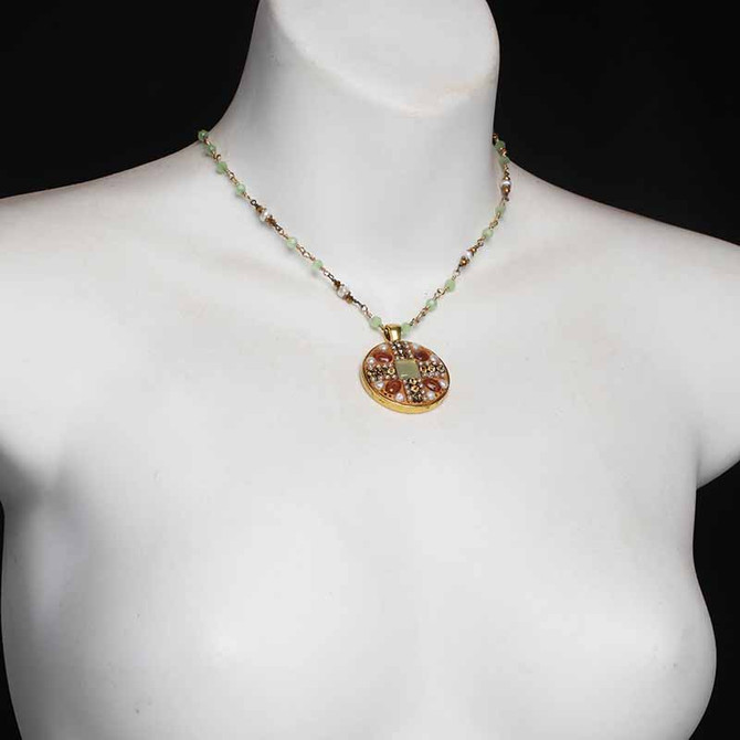 Michal Golan Byzantine Aventurine Circle Beaded Necklace VI