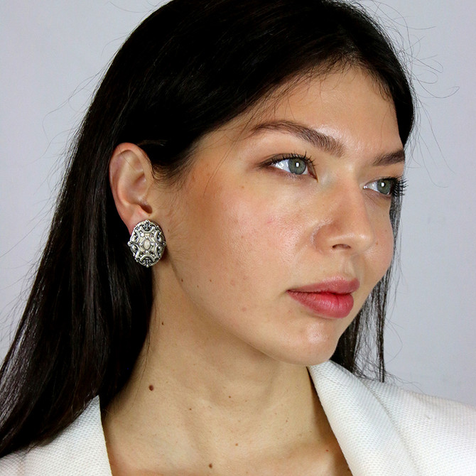 Michal Golan Sahara Riverstone Oval Earrings