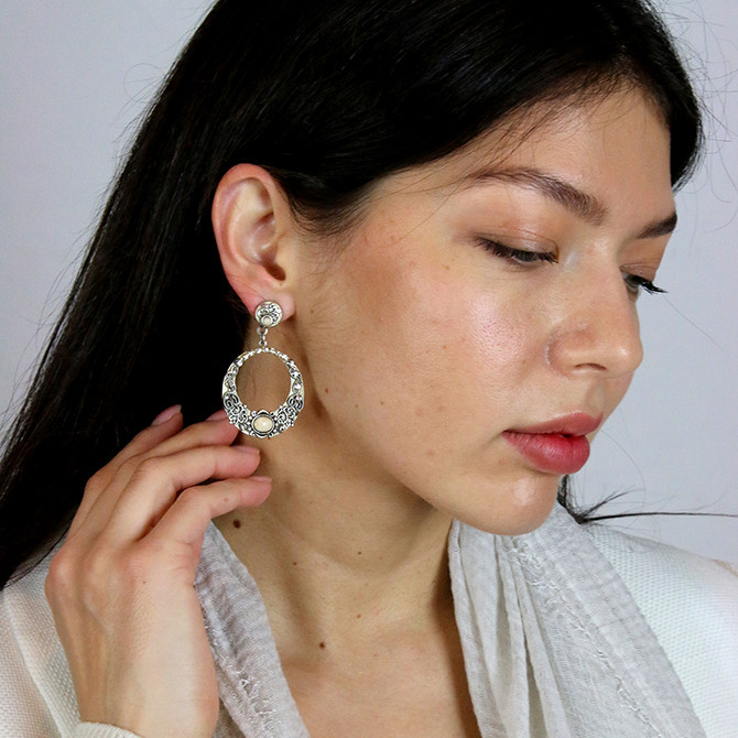 Michal Golan Sahara Riverstone Hoop Earrings
