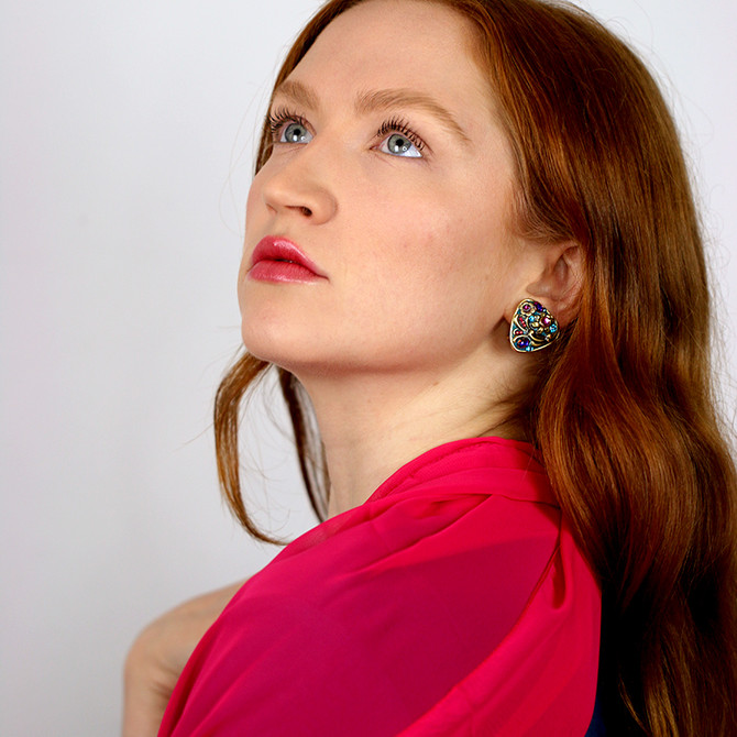 Michal Golan Teal Diamond Earrings