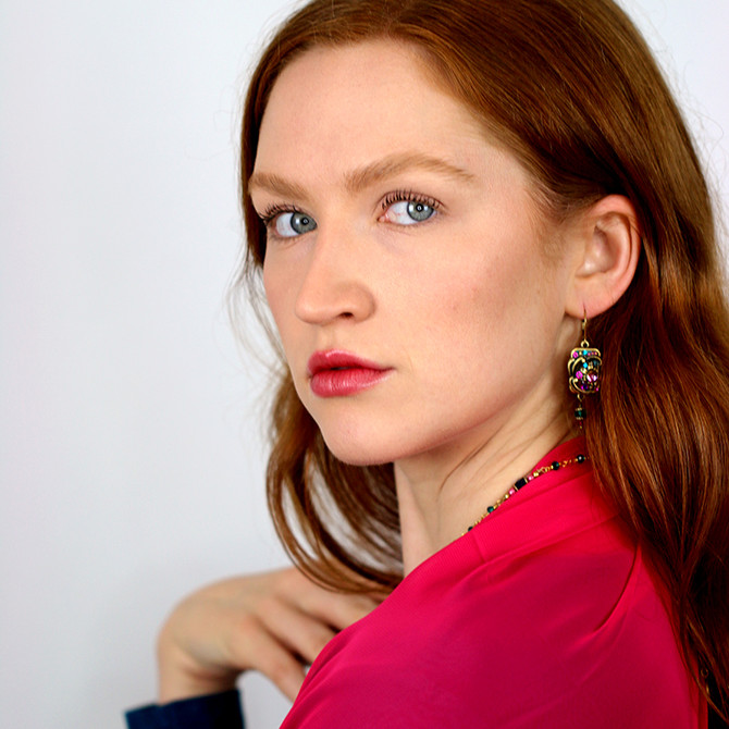 Michal Golan Teal Rectangle Earrings