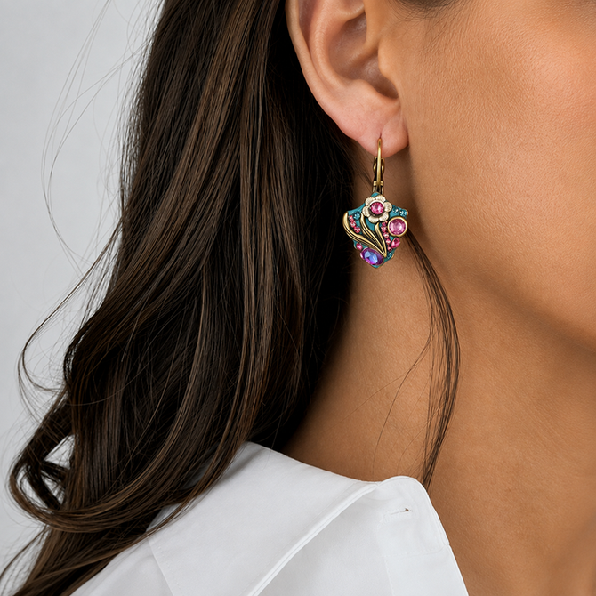 Michal Golan Teal Shield Earrings